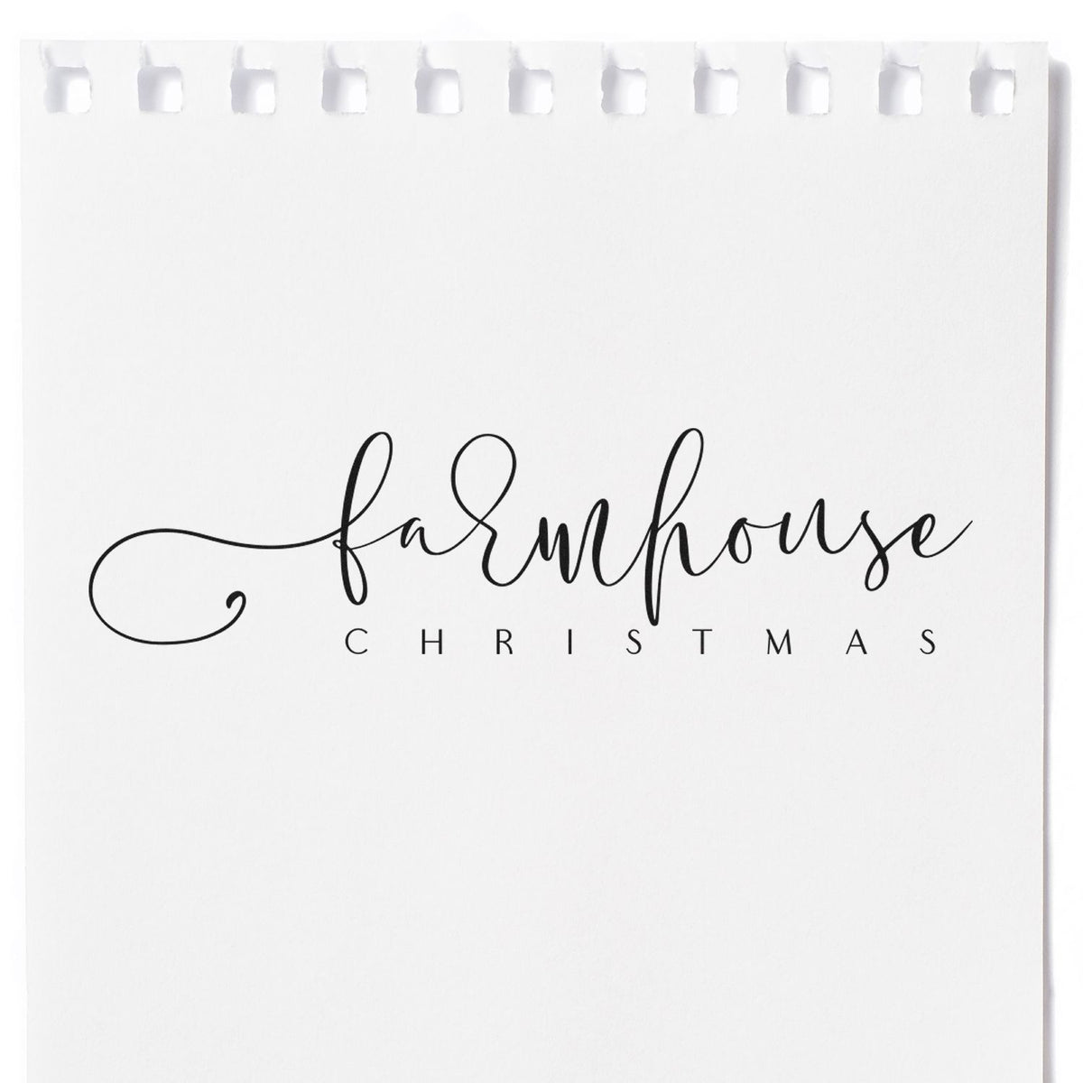 Farmhouse Christmas rubber stamp design with elegant script lettering for holiday cards, gift tags, and craft projects.