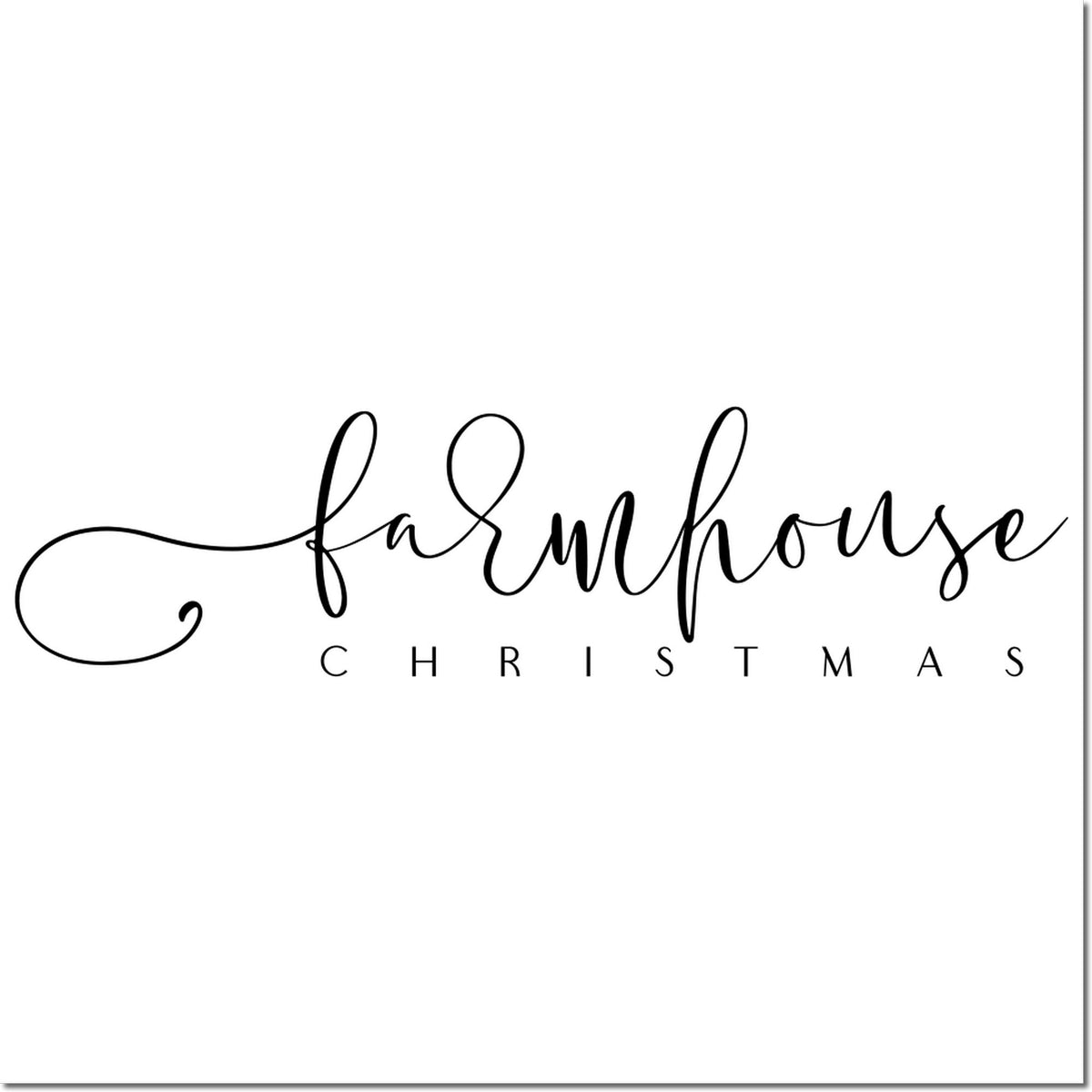 Farmhouse Christmas rubber stamp design for holiday cards, rustic crafts, and festive DIY projects.