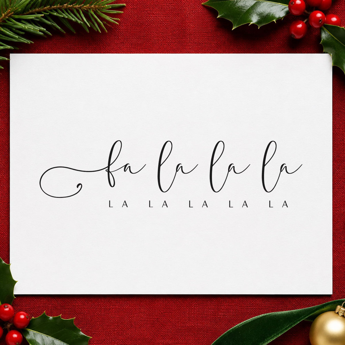 Self-Inking Fa La La Looping Holiday Script Stamp in use 4