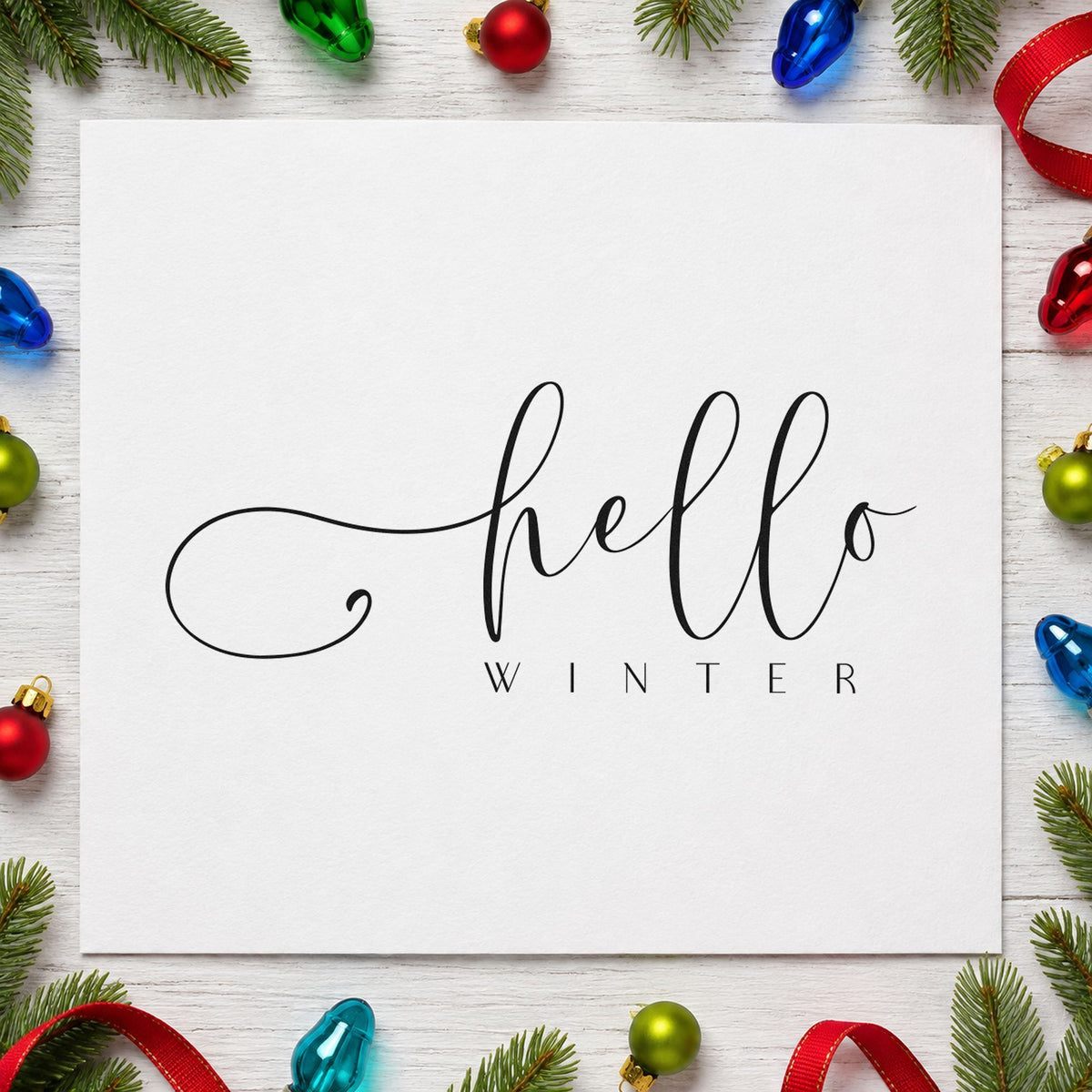 Hello Winter Fine Script Slim Pre-Inked Stamp in use 3