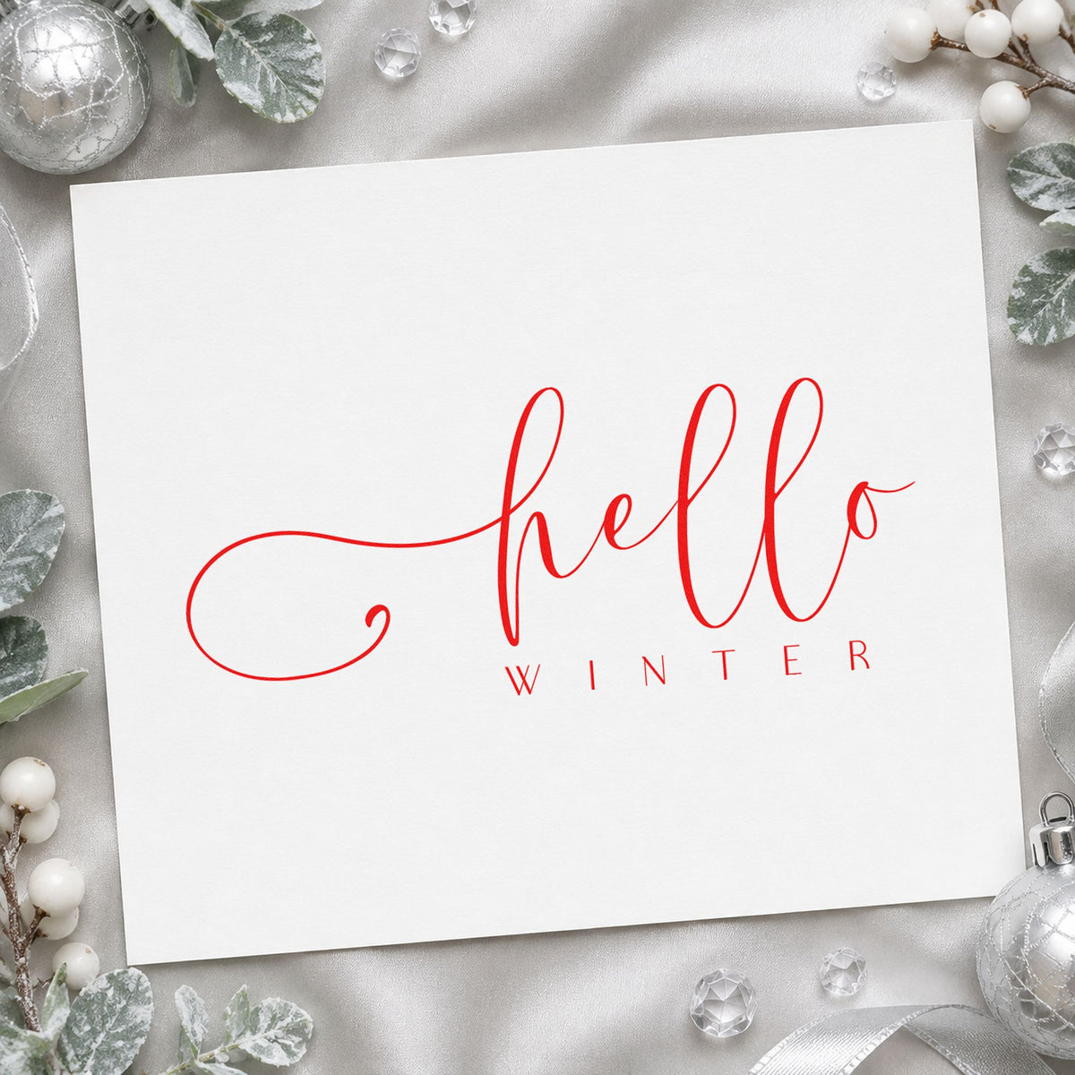 Hello Winter Fine Script Self-Inking Stamp in use 5