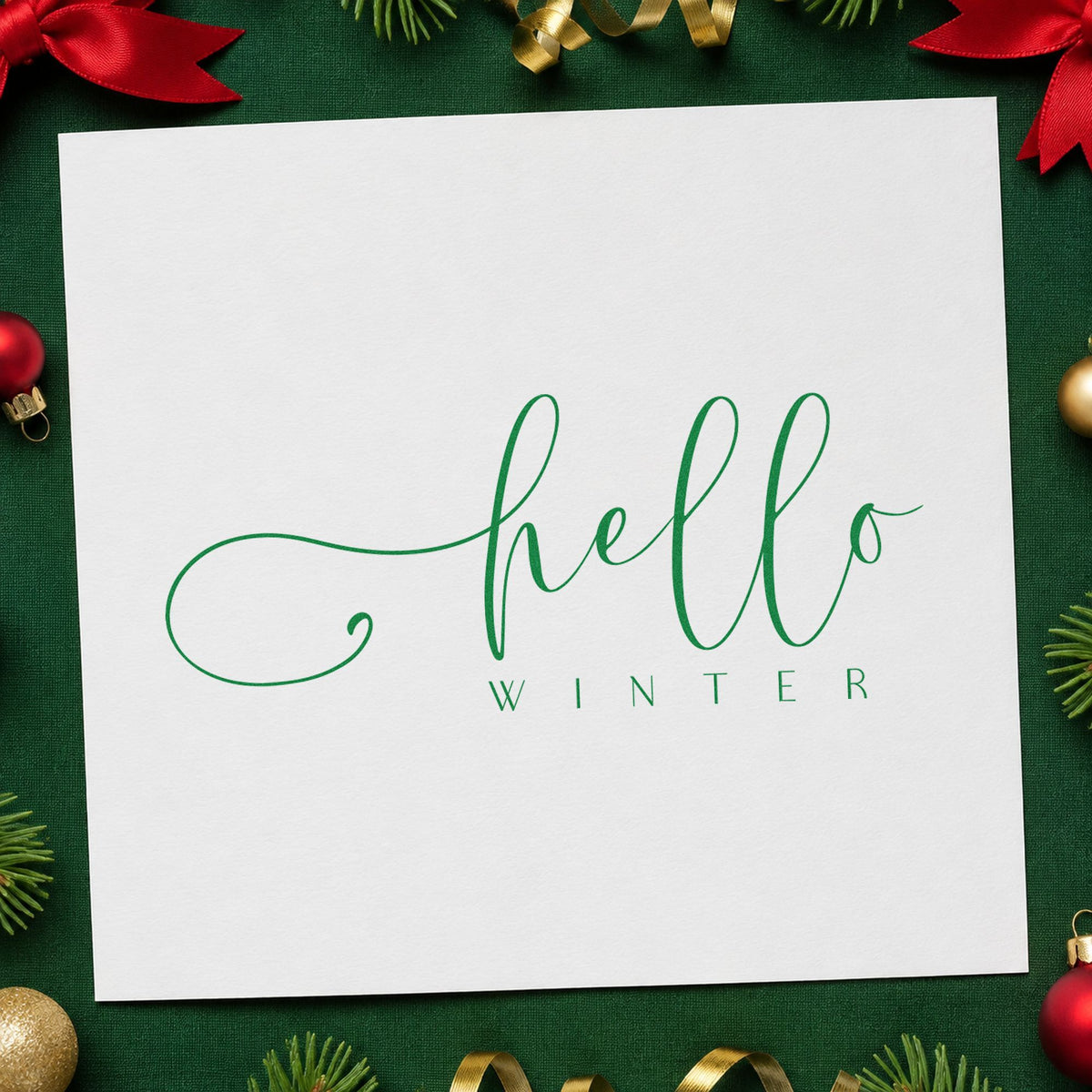 Hello Winter Fine Script Self-Inking Stamp in use 6
