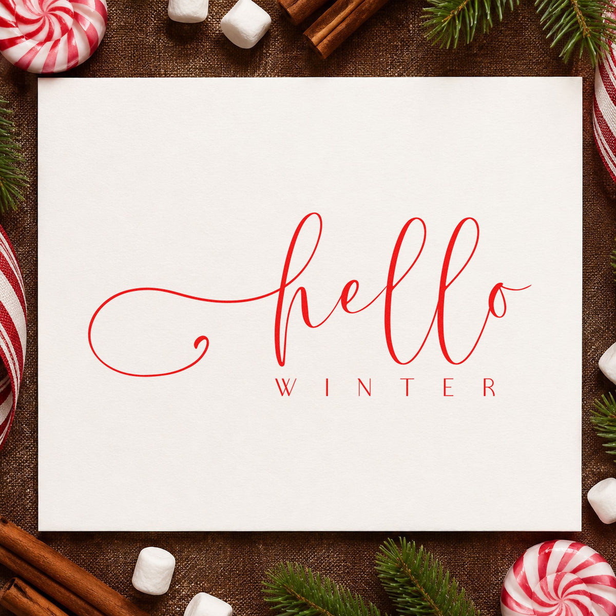 Hello Winter Fine Script Self-Inking Stamp in use 7