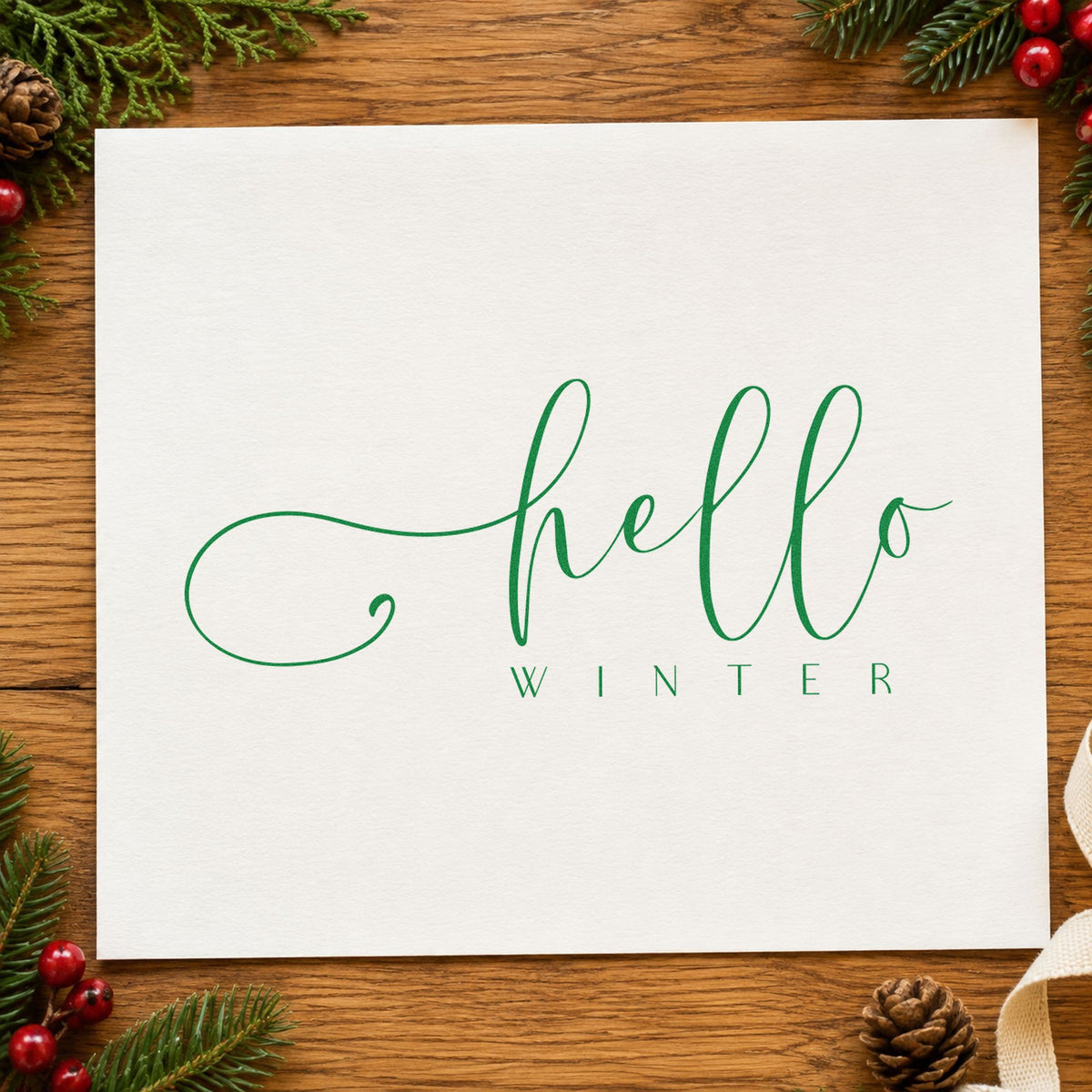 Hello Winter Fine Script Slim Pre-Inked Stamp in use 8