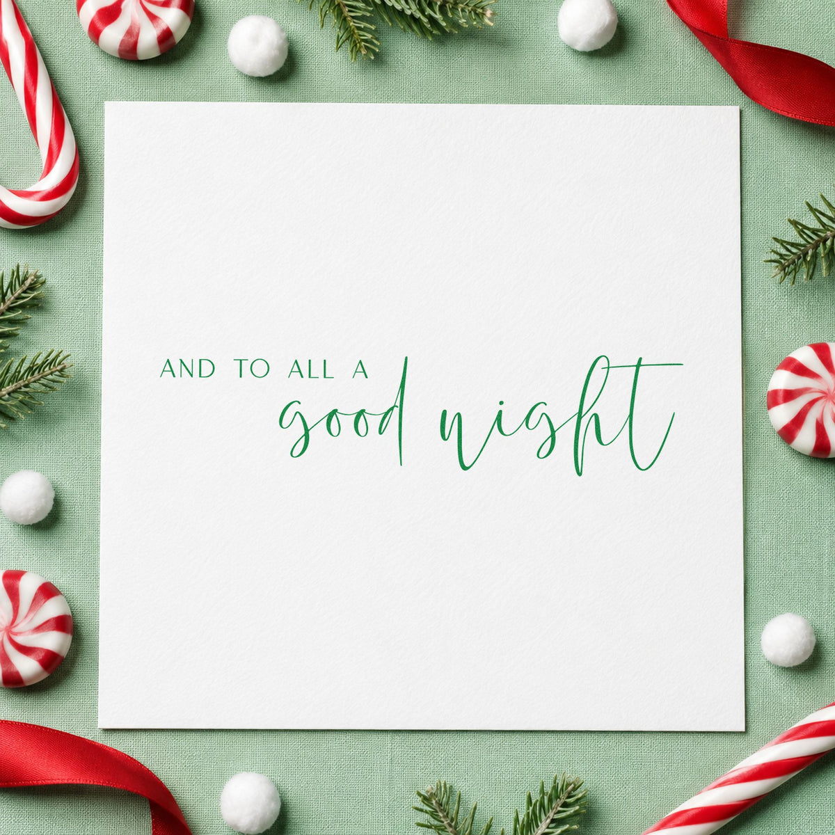 And To All Good Night craft stamp in purple ink on cardstock, an easy option for nursery album page.