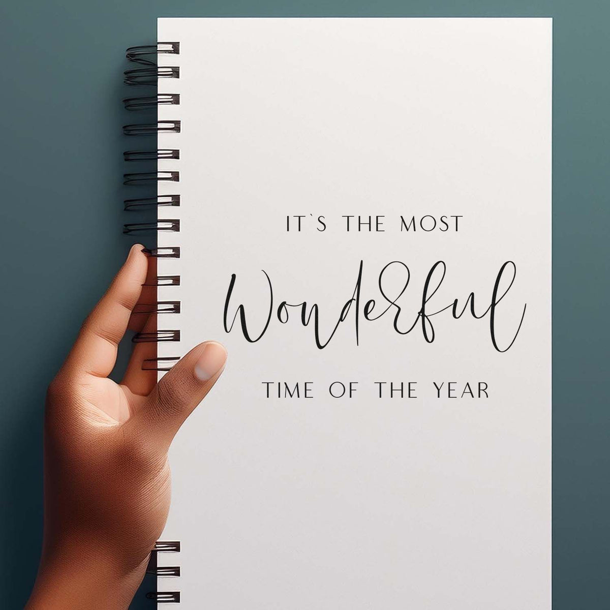 Custom holiday rubber stamp design with the phrase Its the most wonderful time of the year for festive cards and journals.