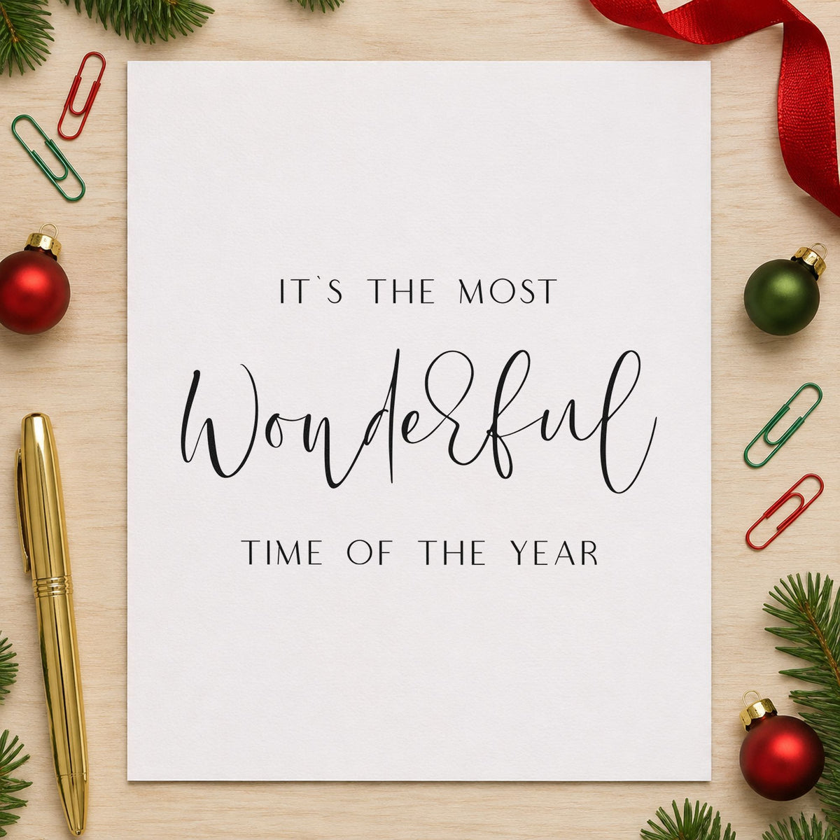 Most Wonderful Time Fine Script Lettering Slim Pre-Inked Stamp in use 4