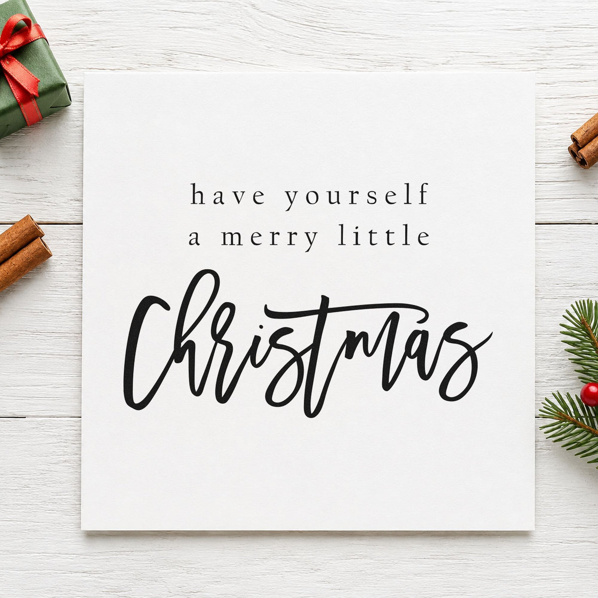Have Yourself A Merry Little Christmas Script Lettering Slim Pre-Inked Stamp in use 4