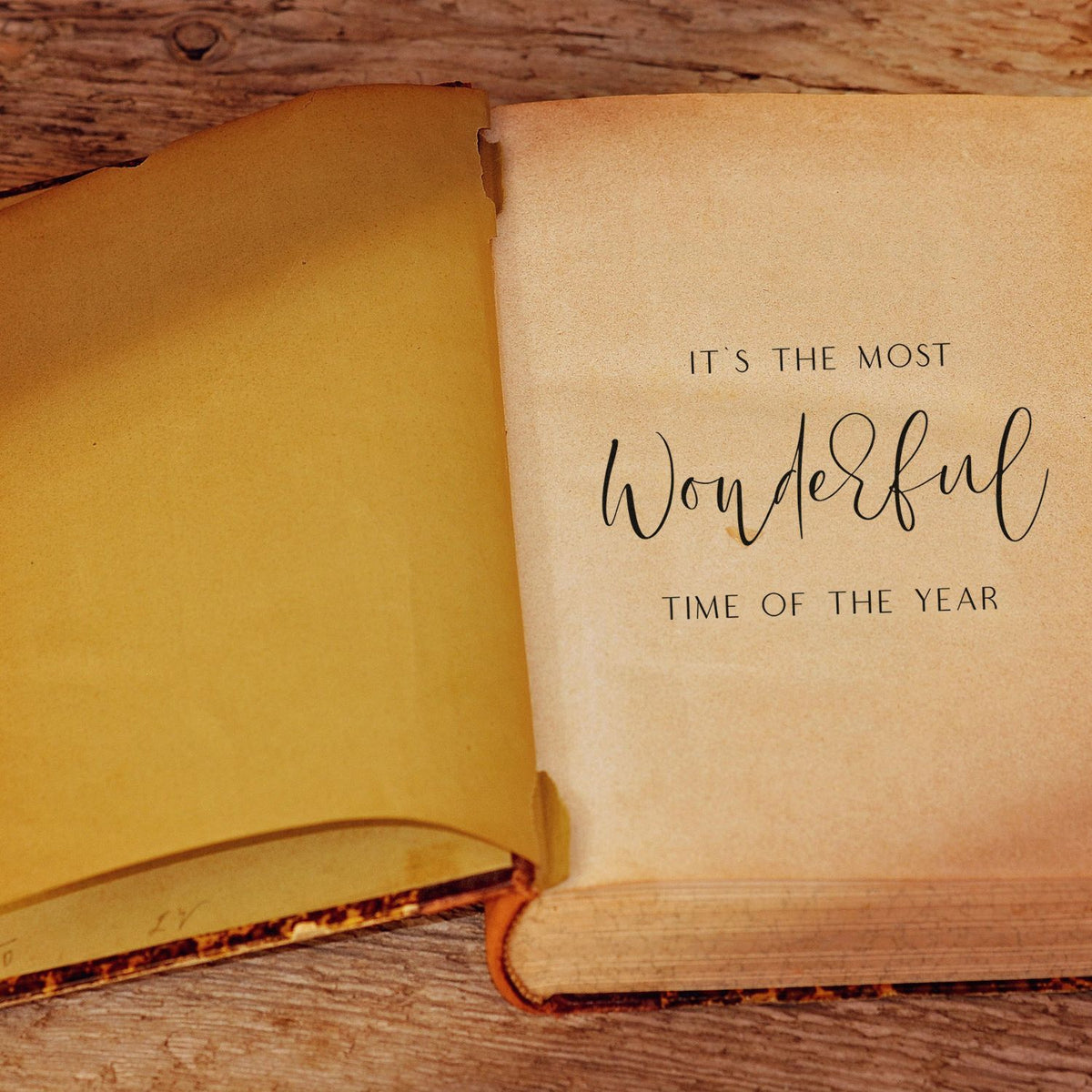 Christmas rubber stamp design reading Its the most Wonderful time of the year for festive cards, journals, and crafts.