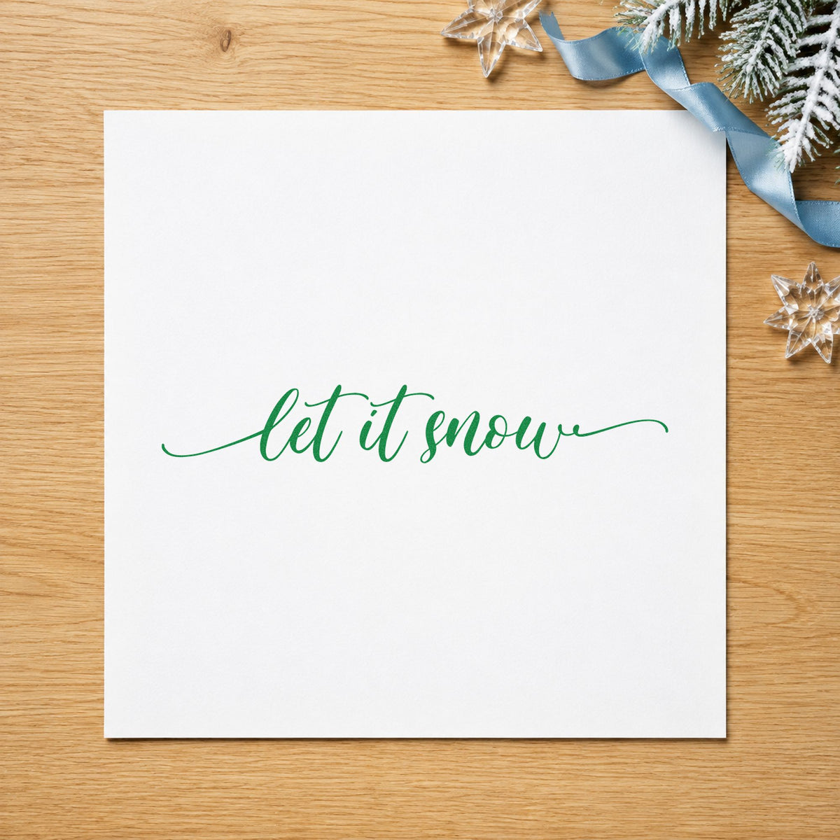 Let It Snow Flourished Line Script Lettering Slim Pre-Inked Stamp in use 10