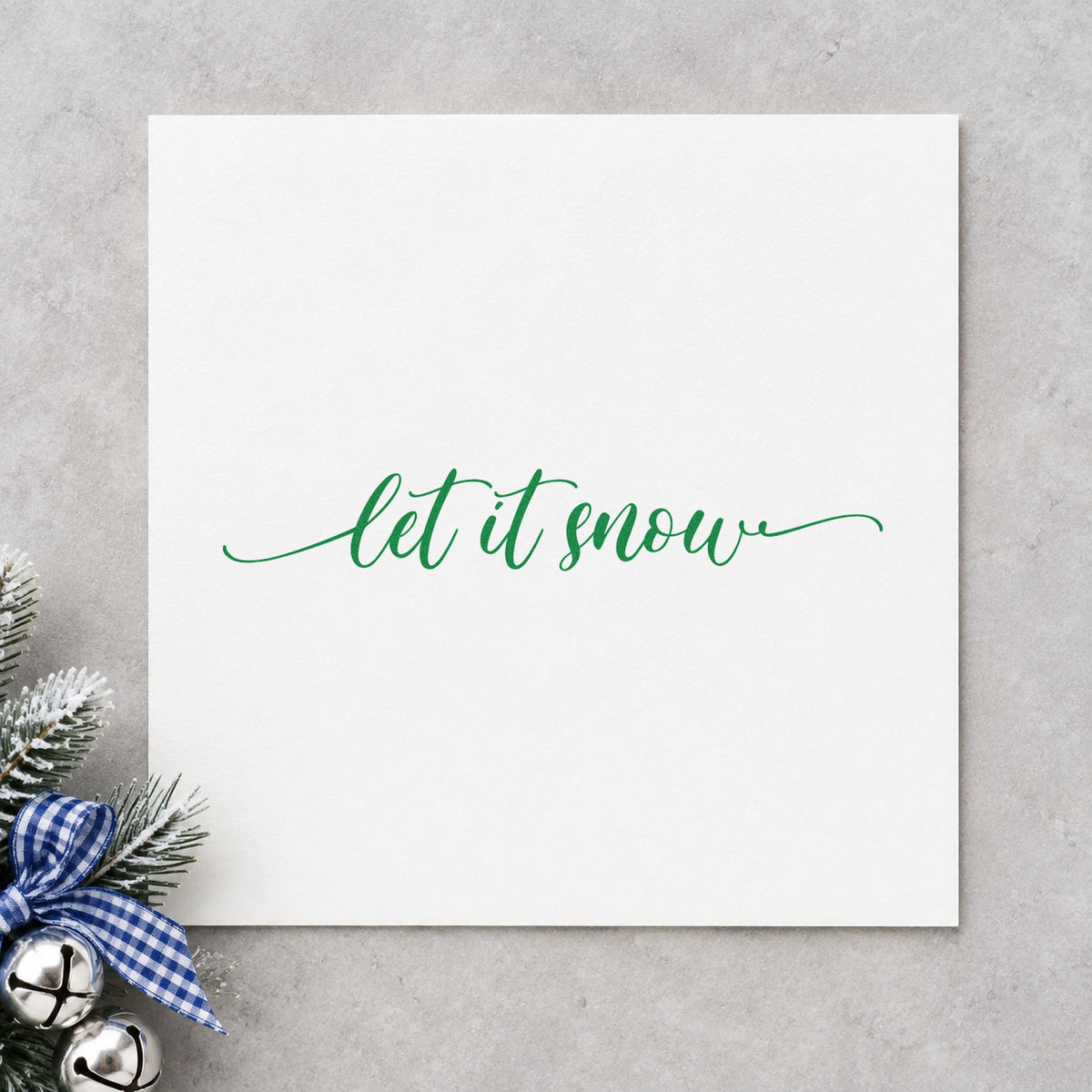 Let It Snow Flourished Line Script Lettering Slim Pre-Inked Stamp in use 6
