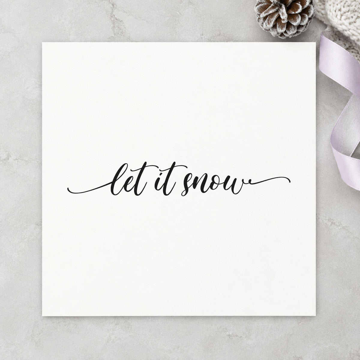 Let It Snow Flourished Line Script Lettering Slim Pre-Inked Stamp in use 9