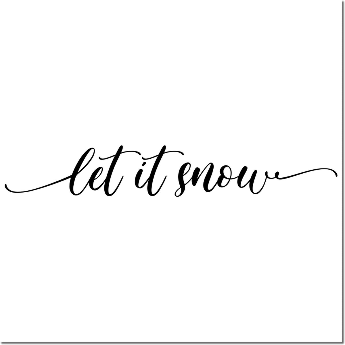 Let It Snow decorative script rubber stamp for winter crafts, holiday cards, and festive packaging