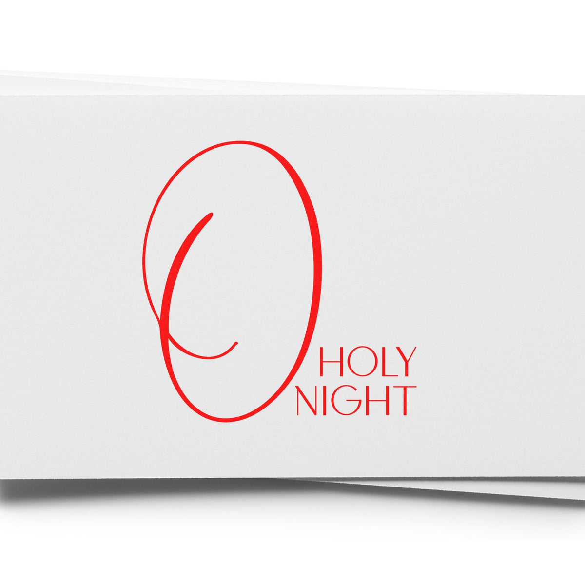 Holy Night custom rubber stamp design with modern red monogram logo for holiday cards and festive packaging.