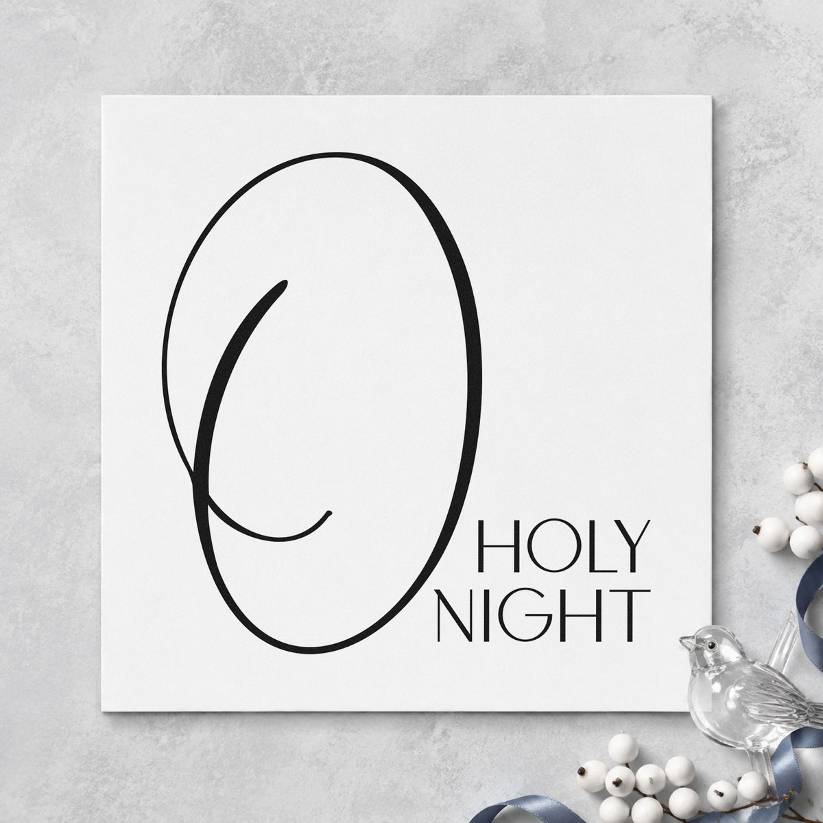 O Holy Night Oversized O craft stamp imprint in black ink on a handmade project, one idea being monogram gift tags.