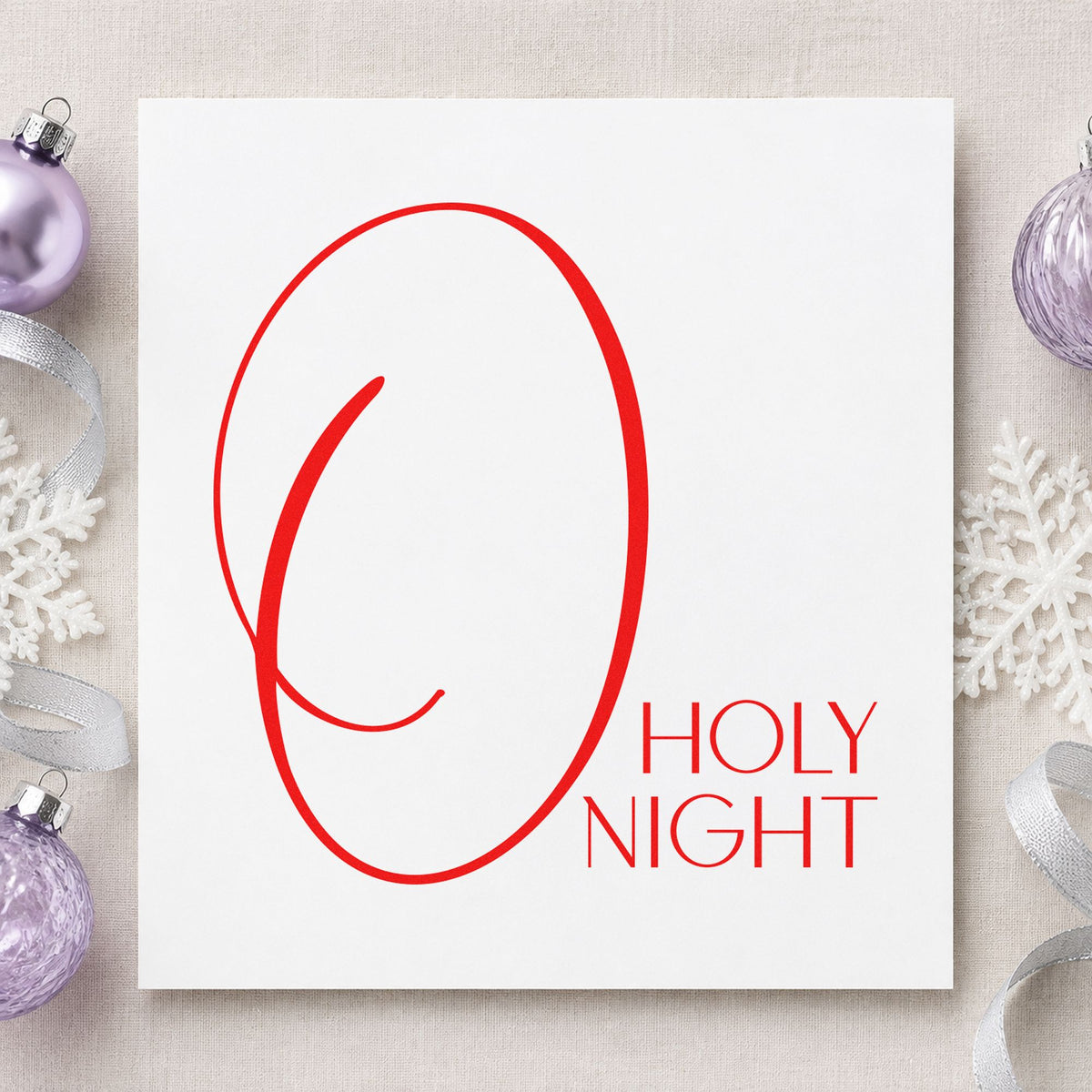 O Holy Night Oversized O rubber stamp shown in red ink, stamped for projects such as tote bin labels.