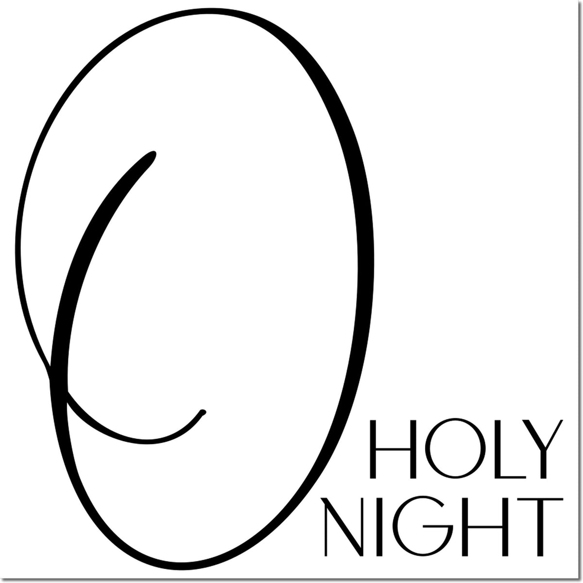 O Holy Night rubber stamp design with elegant lettering for Christmas cards and religious holiday crafts.