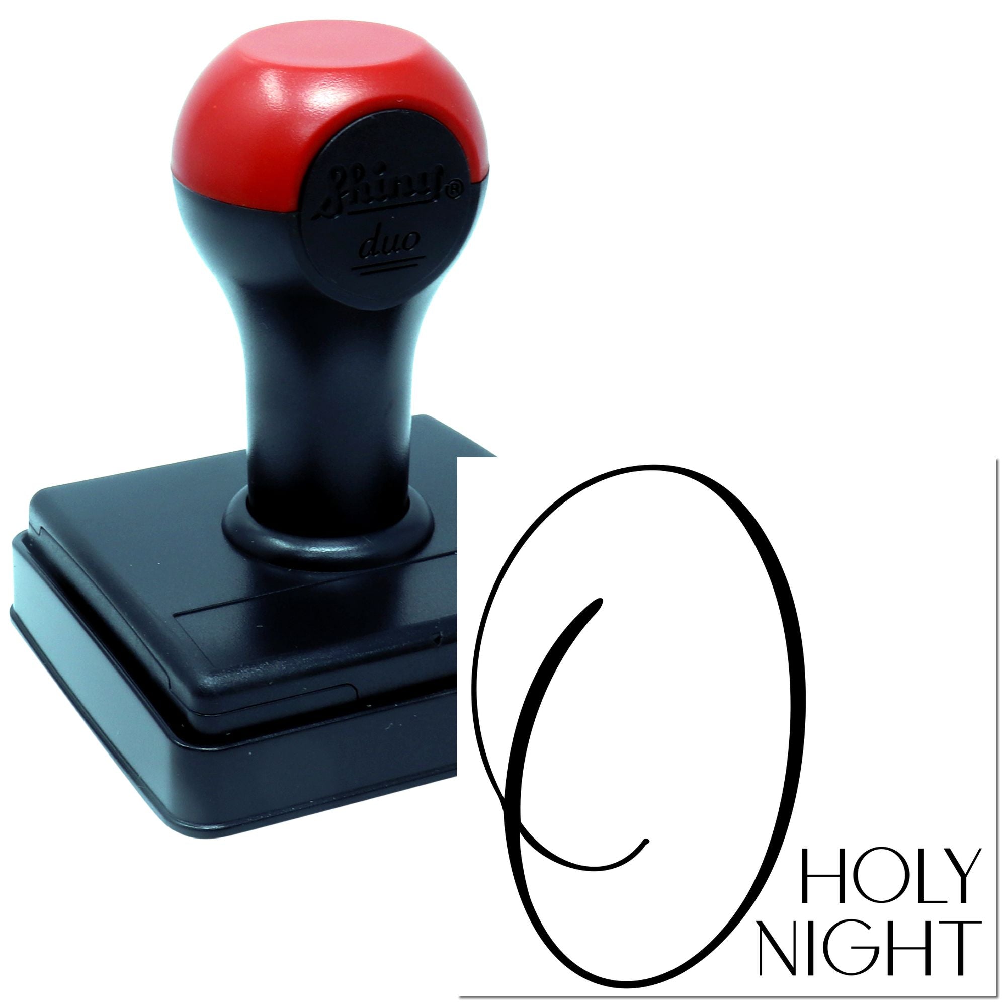 Custom self-inking rubber stamp with O Holy Night design for Christmas cards, crafts, and holiday stationery.