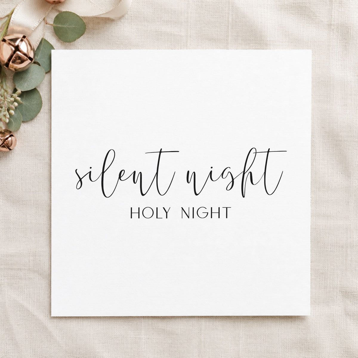 Silent Night Holy Night Script rubber stamp printed in black ink, ready for reflection note sheet and similar paper crafts.