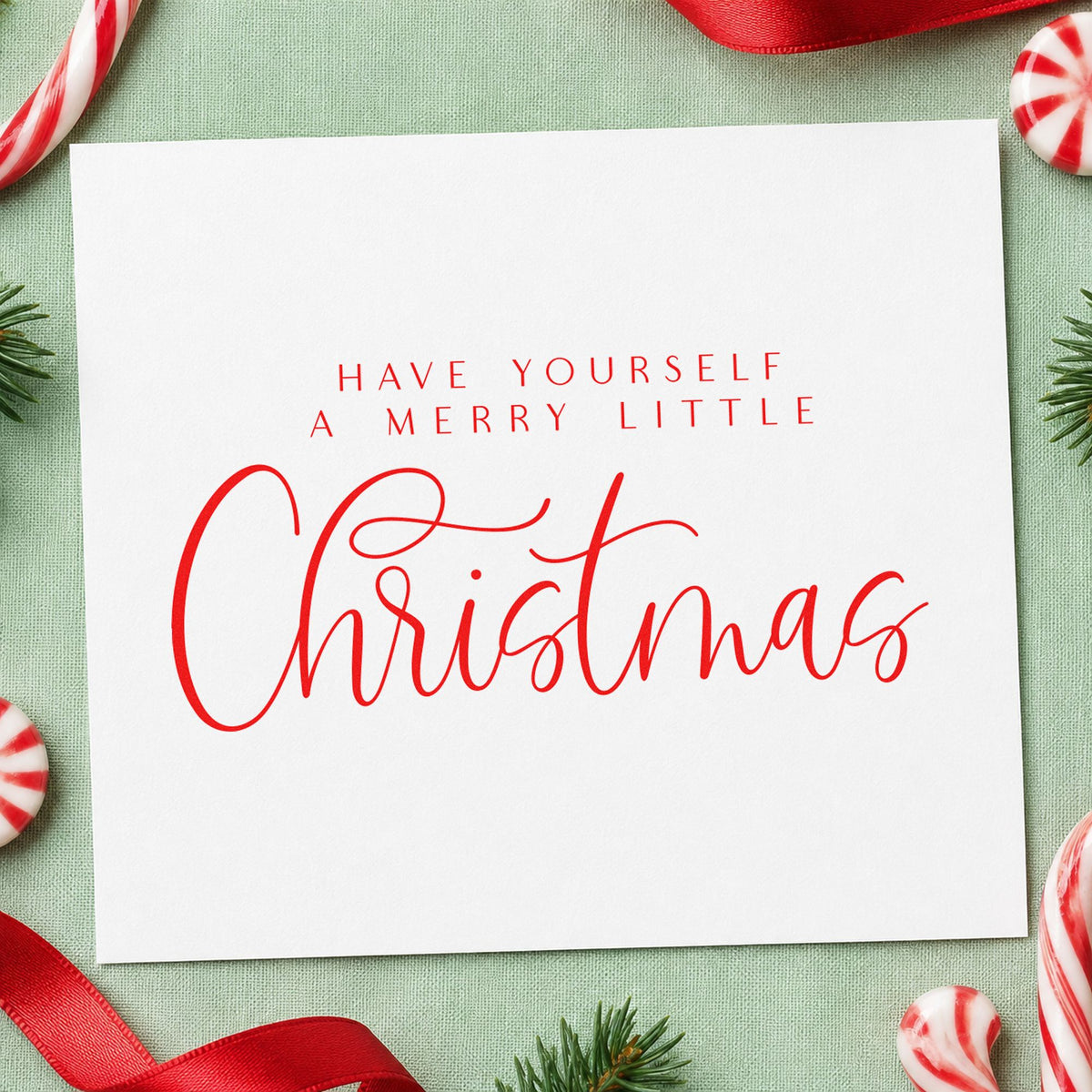 Duo Hand Merry Little Christmas Calligraphy Rubber Stamp in use 5