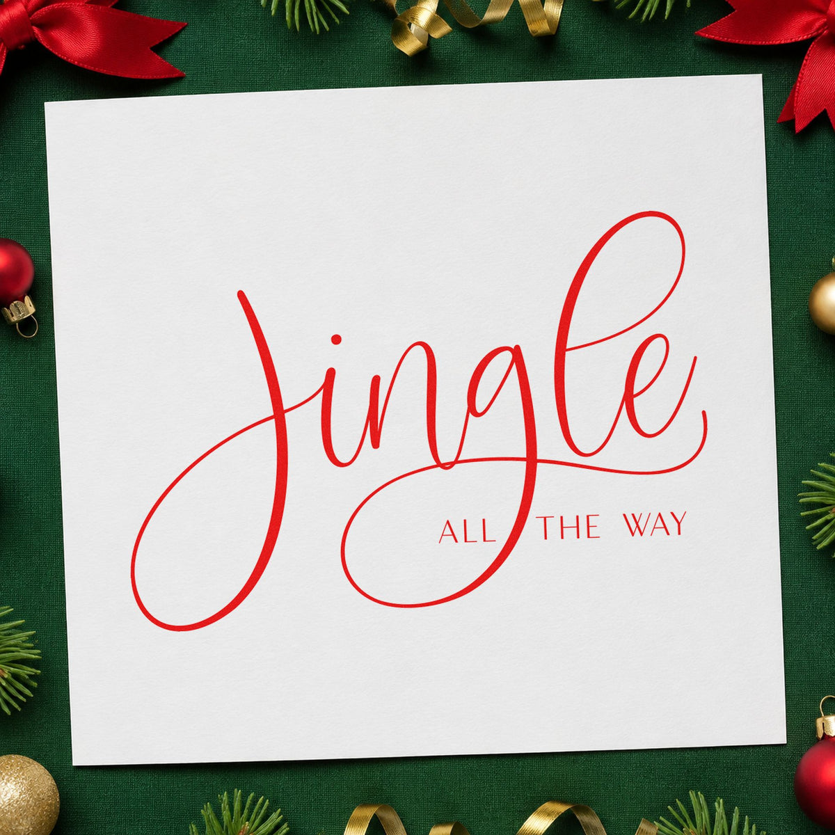 Jingle All The Way Calligraphy Rubber Stamp – Duo Hand in use 5