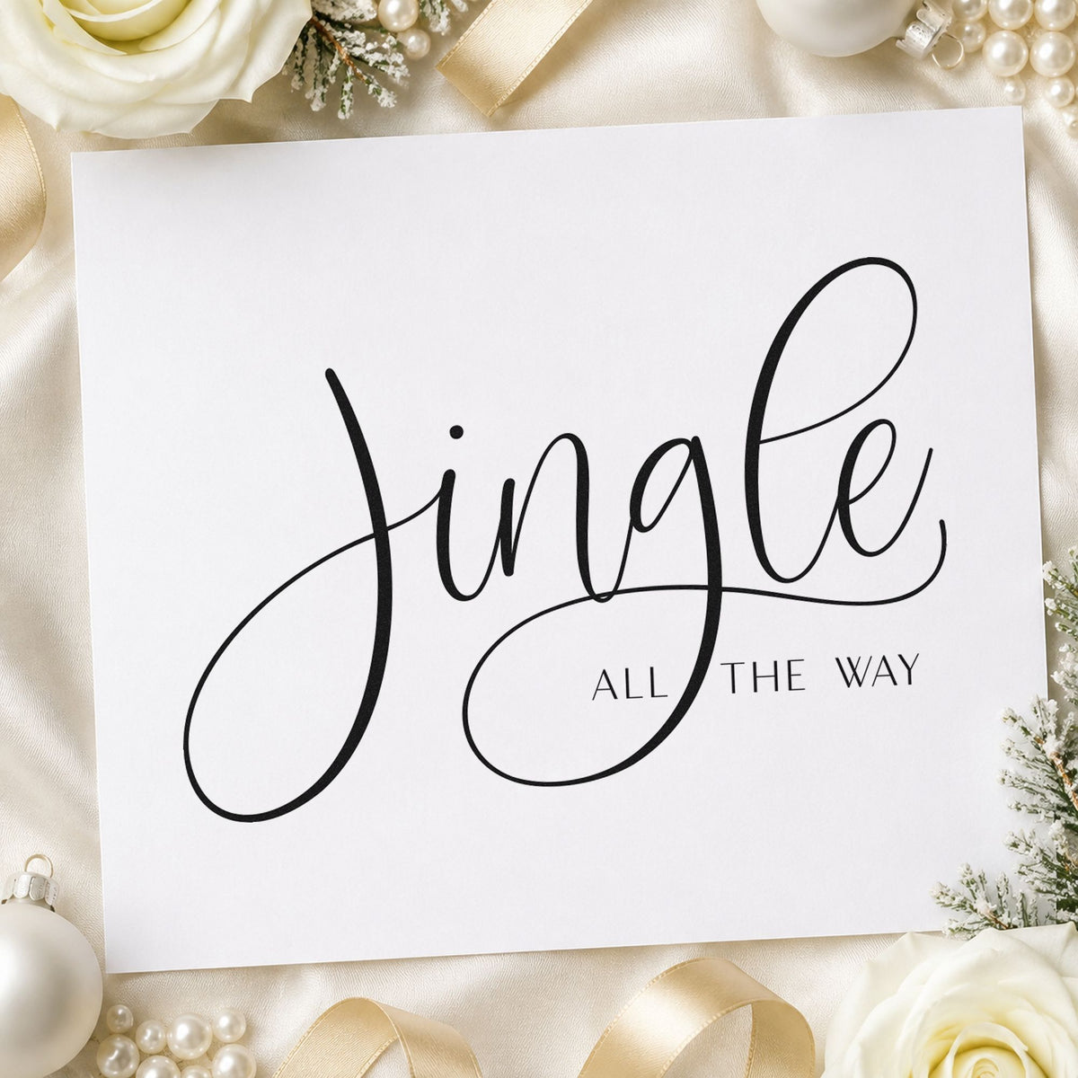 Wood Handle Jingle All The Way Calligraphy Rubber Stamp in use 9