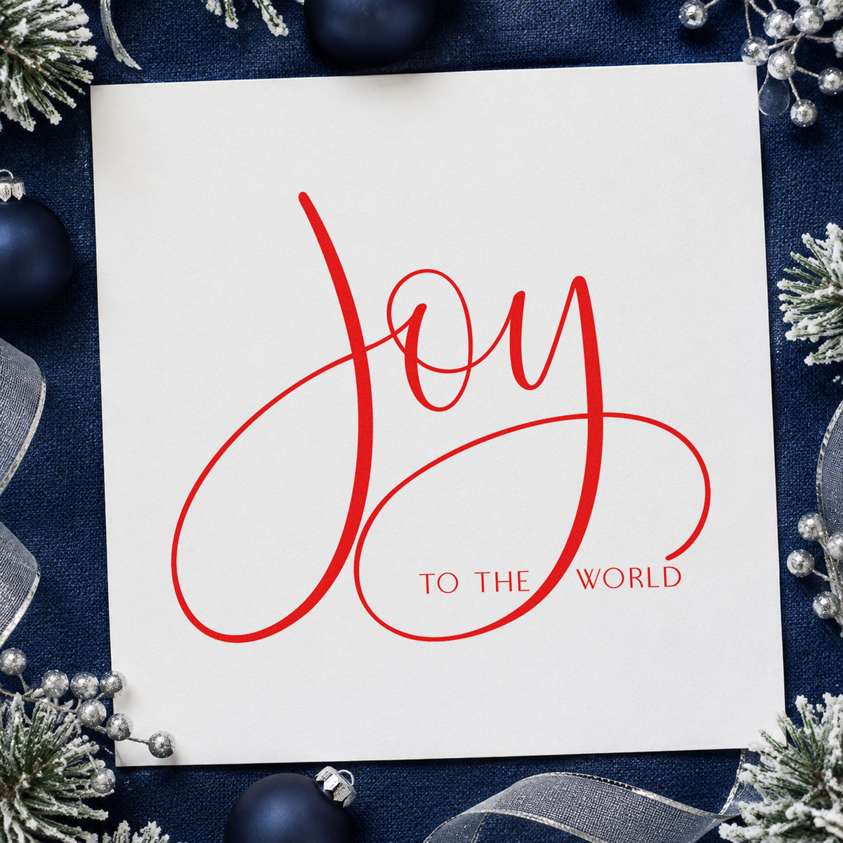 Joy To The World Loops Calligraphy Craft Stamp – Self-Inking in use 5