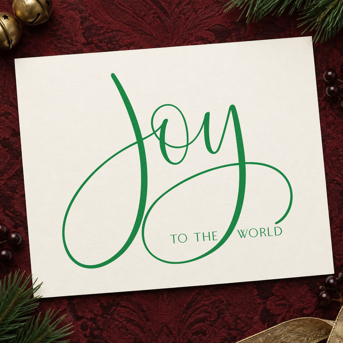 Joy To The World Loops Calligraphy Craft Stamp – Self-Inking in use 6