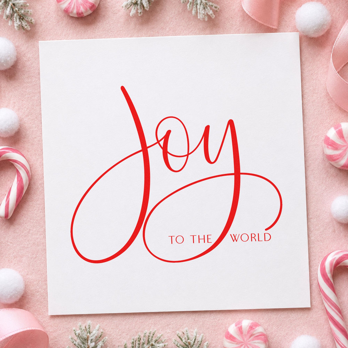 Joy To The World Loops Calligraphy Craft Stamp – Self-Inking in use 7