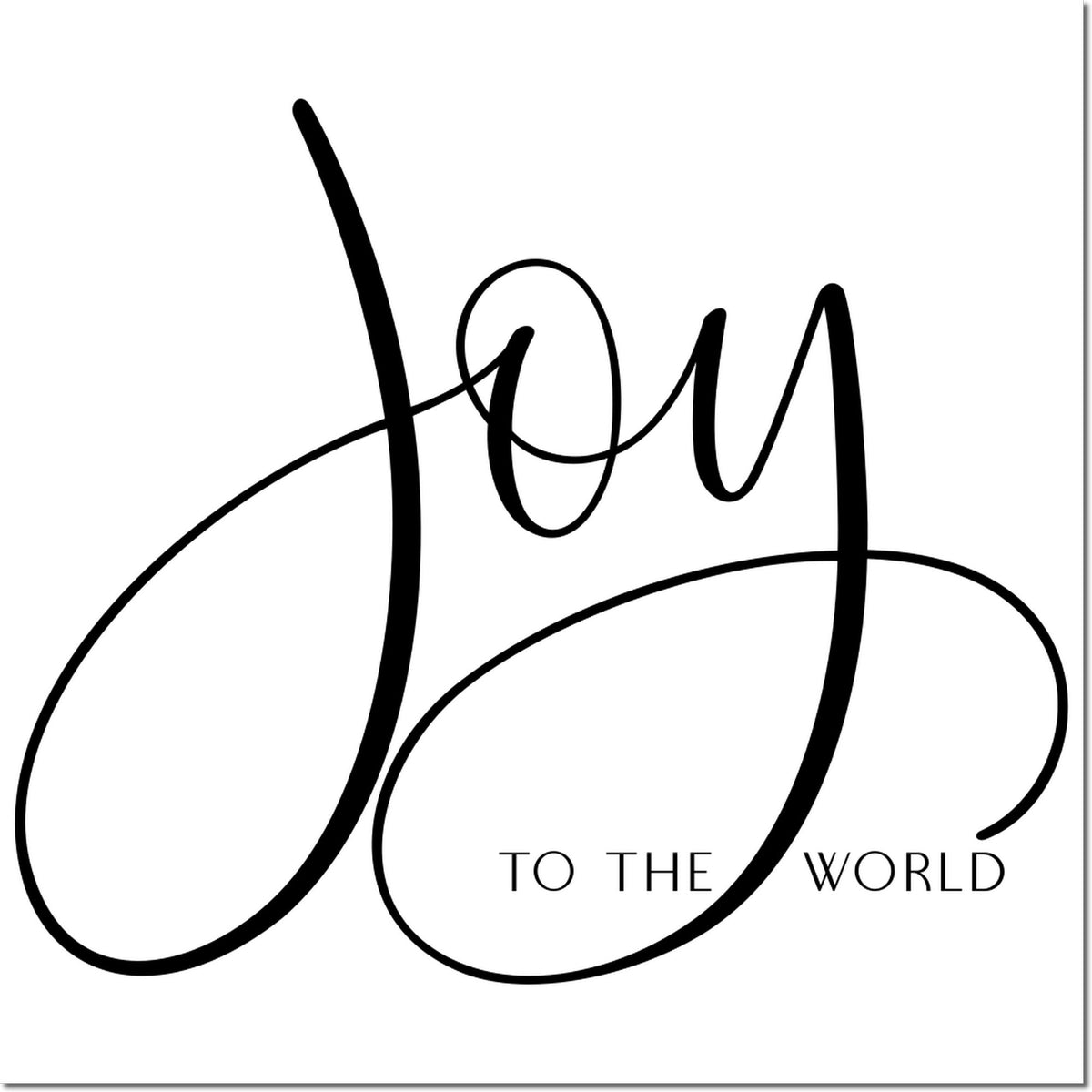 Joy to the World calligraphy rubber stamp design for Christmas cards, holiday crafts, and festive packaging.