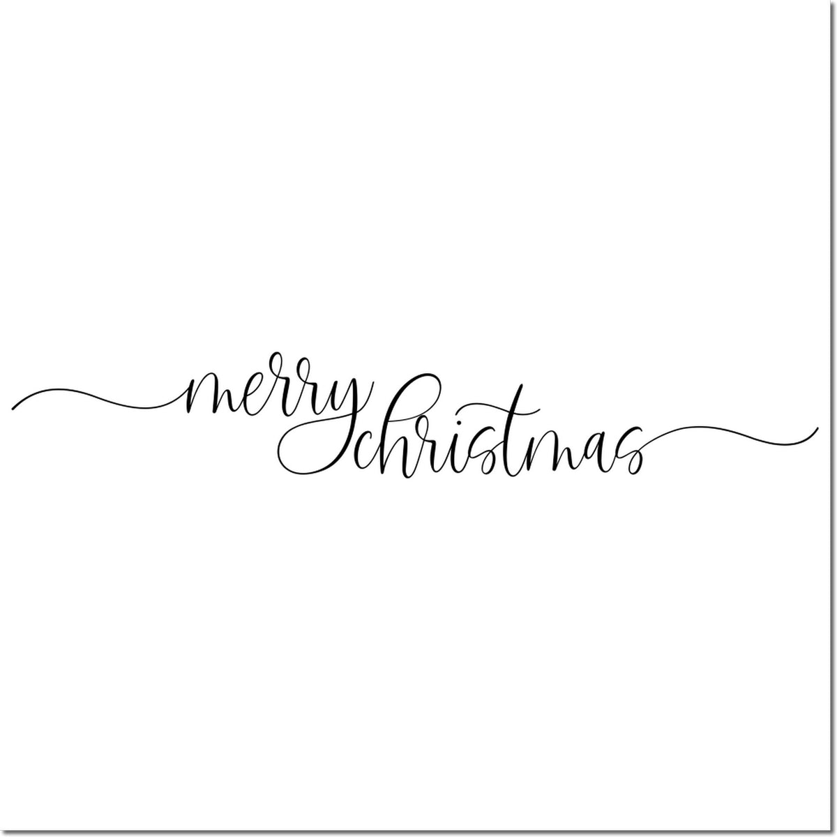 Merry Christmas script rubber stamp design with elegant hand lettering for holiday cards.