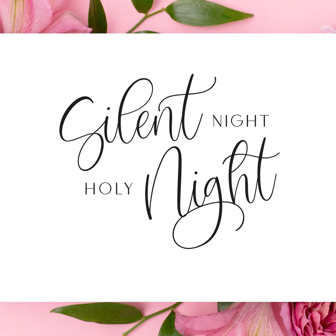 Silent Night Holy Night rubber stamp design for Christmas cards, holiday crafts, and religious seasonal projects.