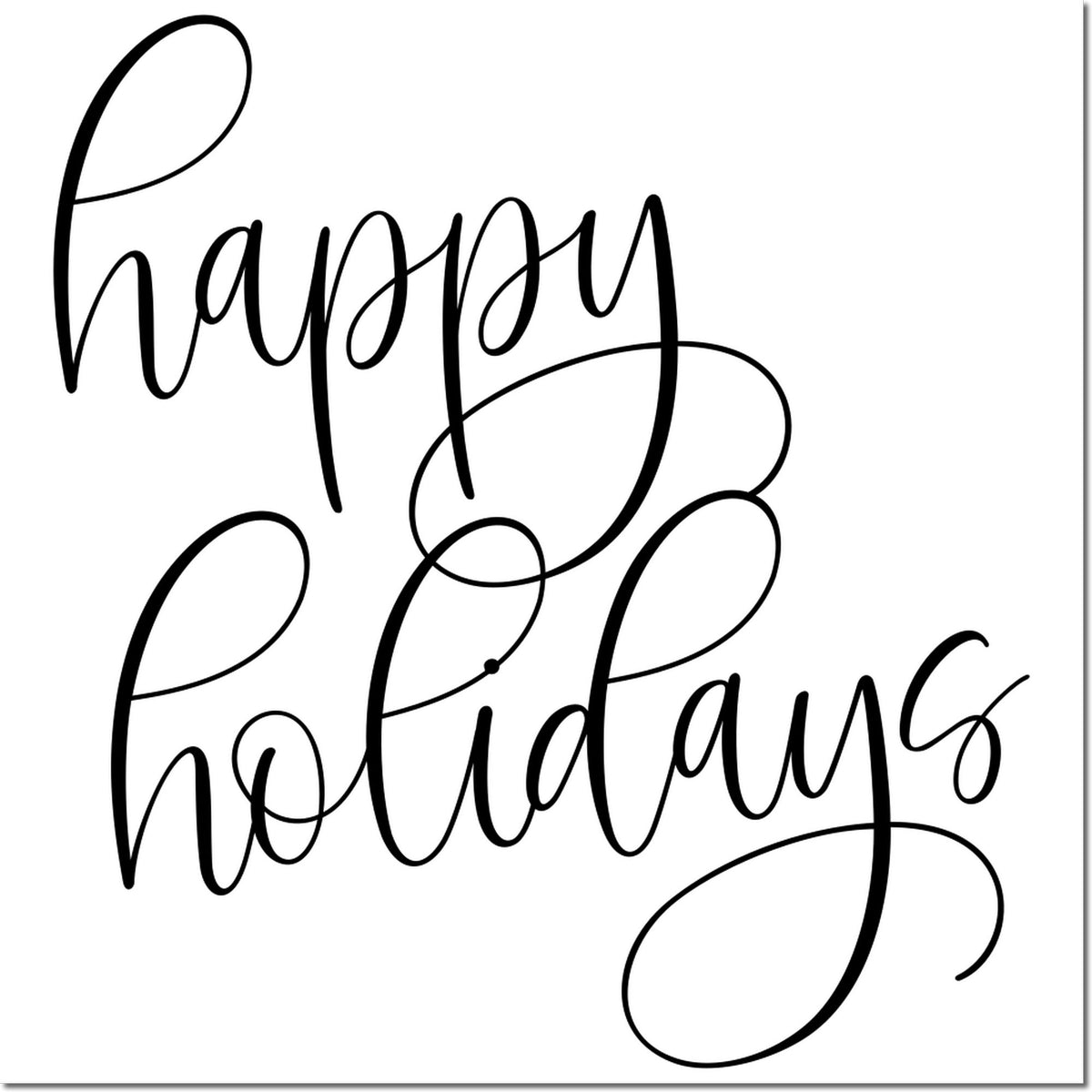 Happy Holidays rubber stamp design in elegant script for festive cards, crafts, and seasonal packaging.
