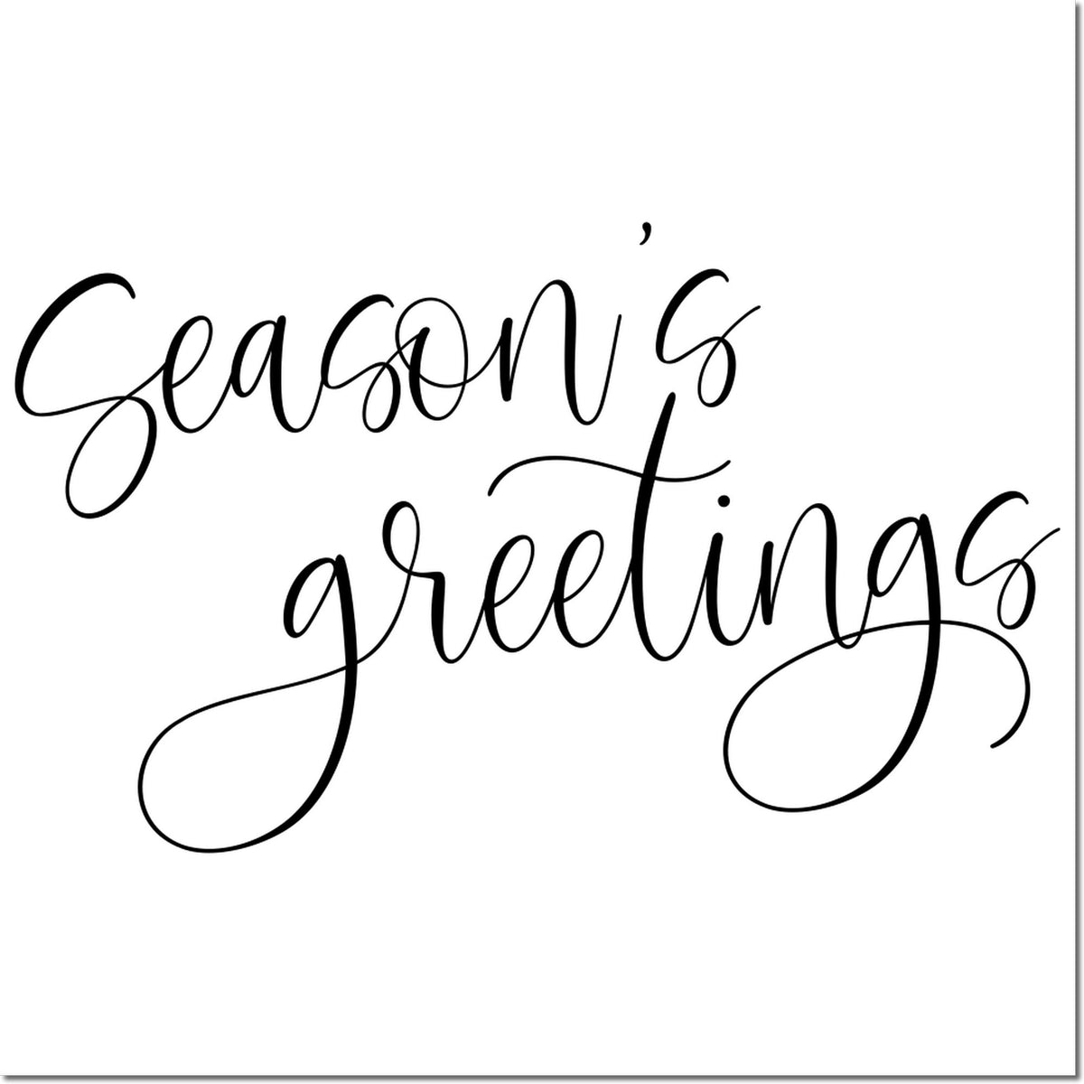 Seasons greetings script rubber stamp design for holiday cards, crafts, and festive packaging.