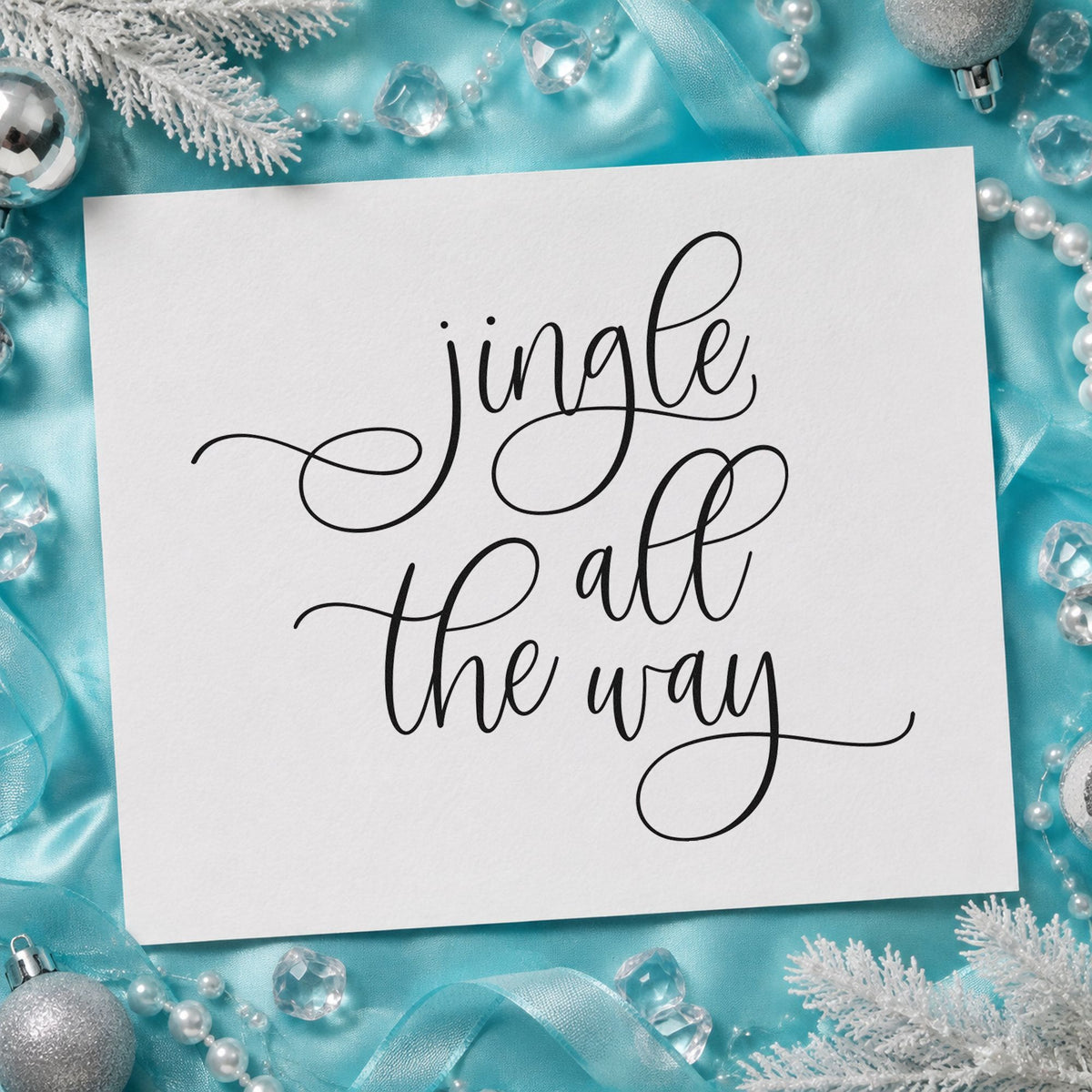 Jingle All The Way Loops Calligraphy Pre-Inked Stamp – Slim in use 4