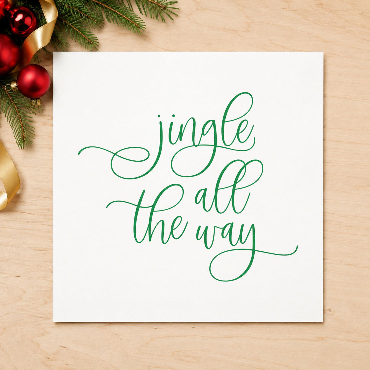 Jingle All The Way Loops Calligraphy Pre-Inked Stamp – Slim in use 6