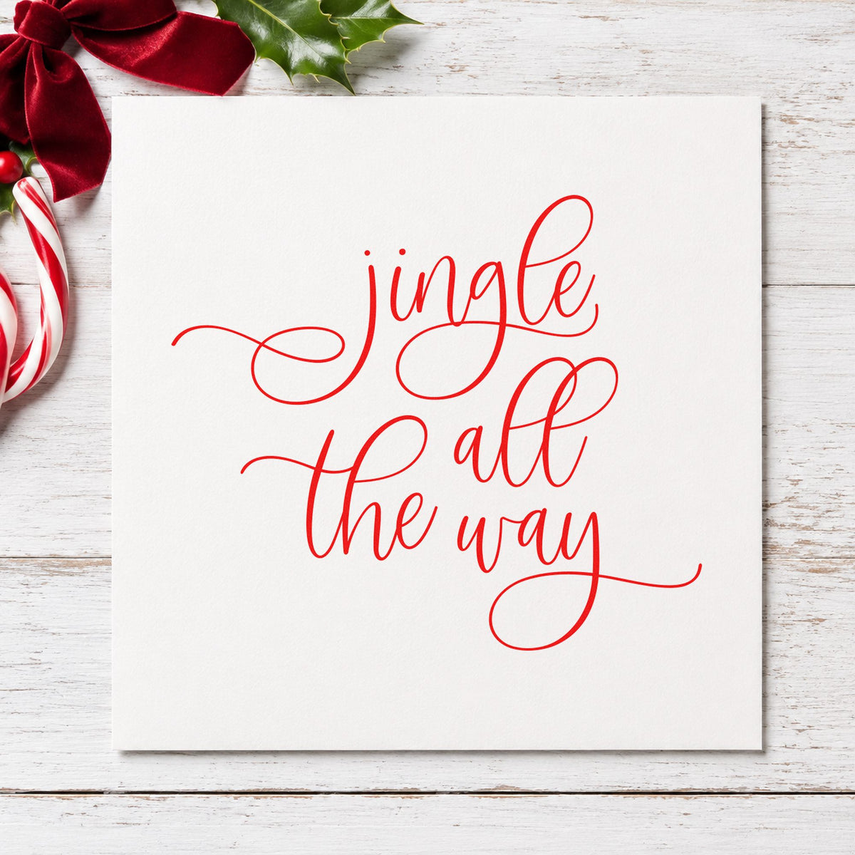 Jingle All The Way Loops Calligraphy Pre-Inked Stamp – Slim in use 7