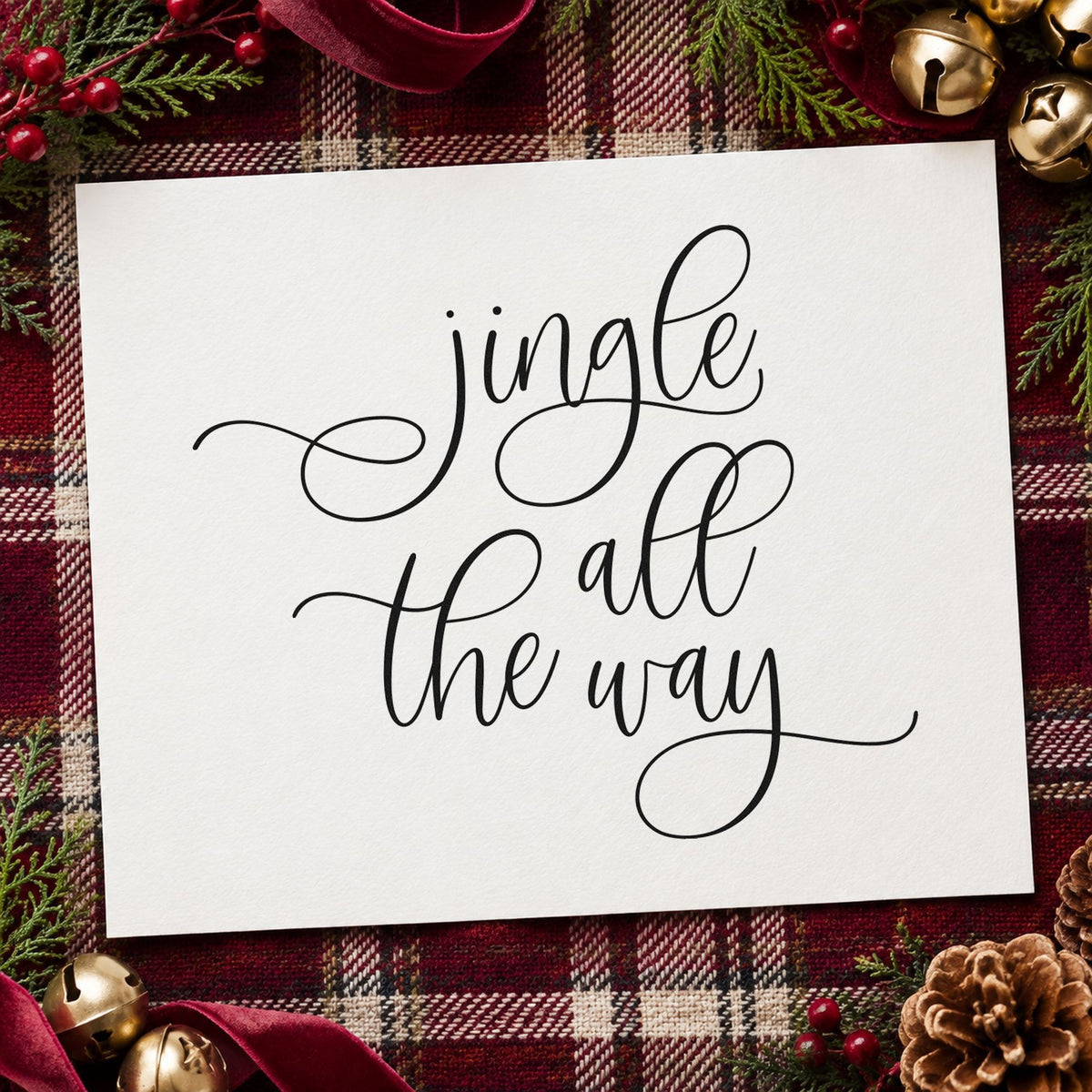 Jingle All The Way Loops Calligraphy Pre-Inked Stamp – Slim in use 9