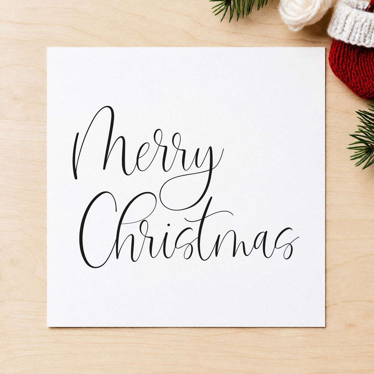 Duo Hand Merry Christmas Airy Calligraphy Rubber Stamp in use 3