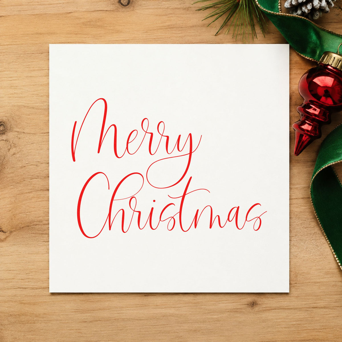 Duo Hand Merry Christmas Airy Calligraphy Rubber Stamp in use 7