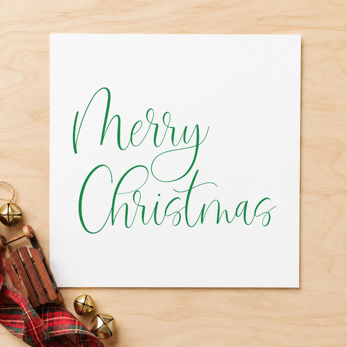 Duo Hand Merry Christmas Airy Calligraphy Rubber Stamp in use 8