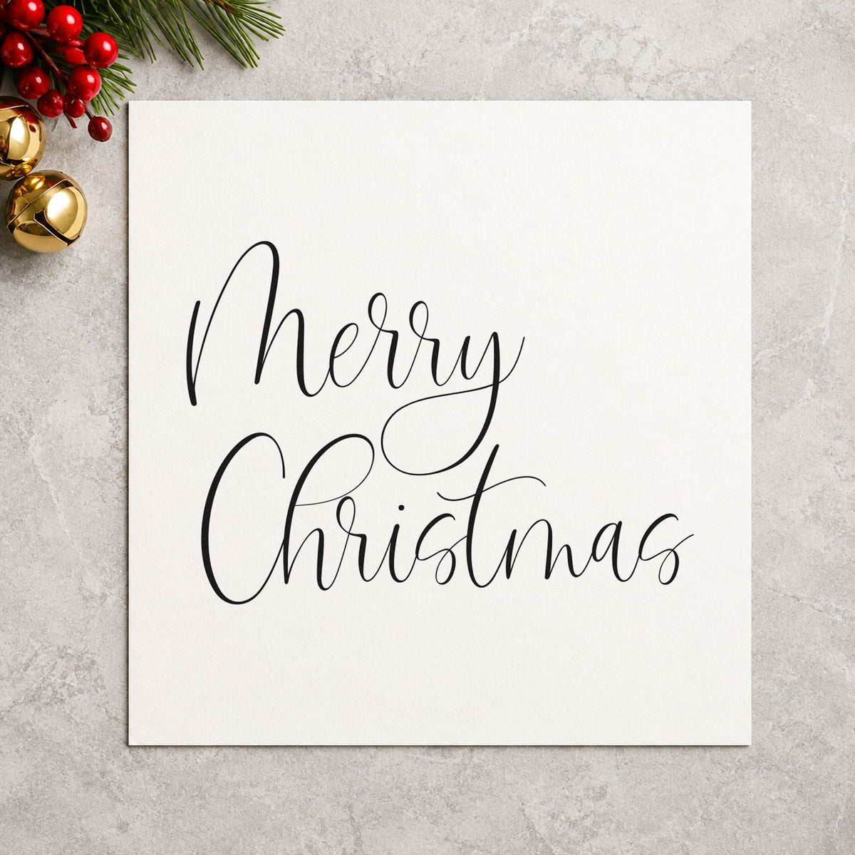 Duo Hand Merry Christmas Airy Calligraphy Rubber Stamp in use 9