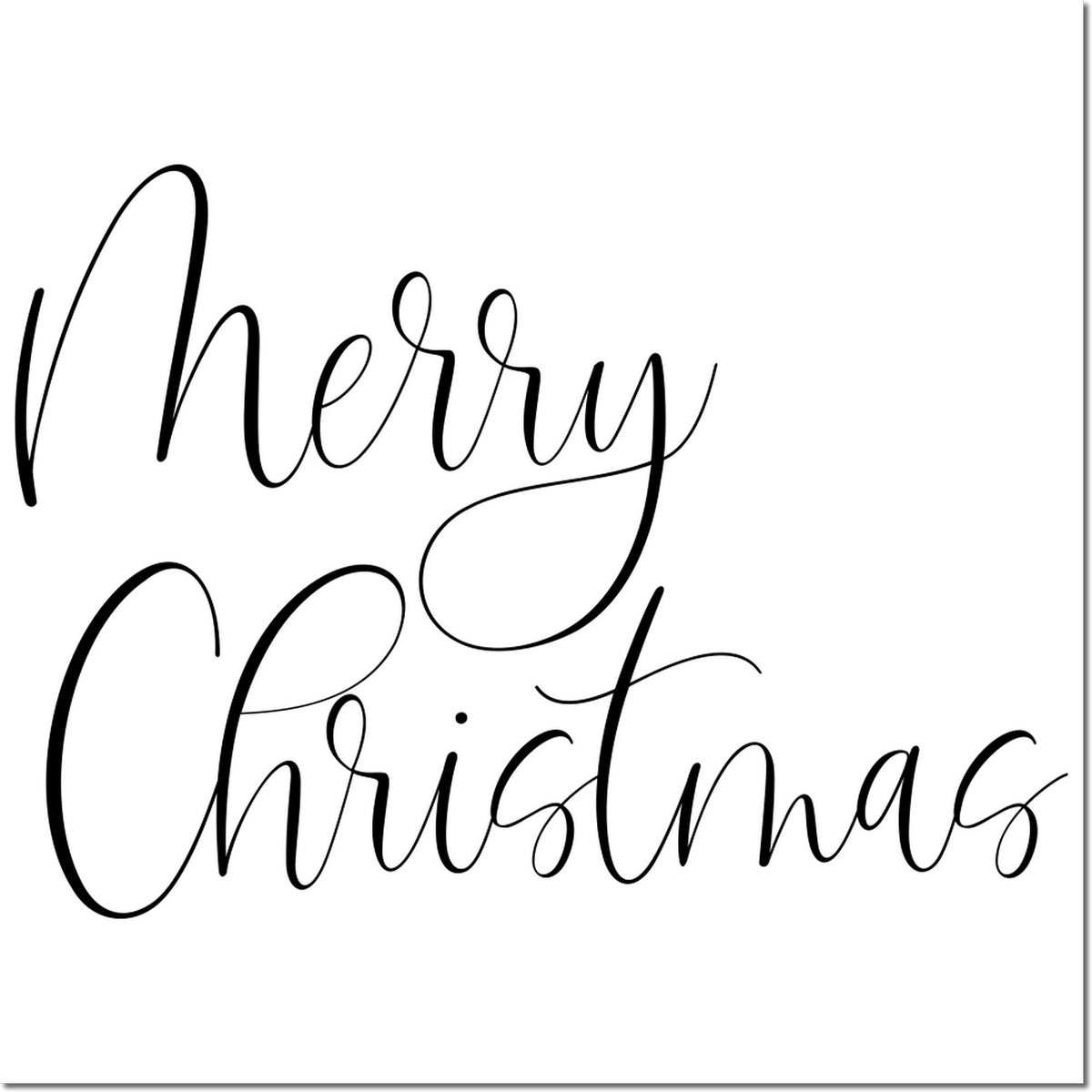 Merry Christmas rubber stamp design in elegant script for holiday cards and custom crafts