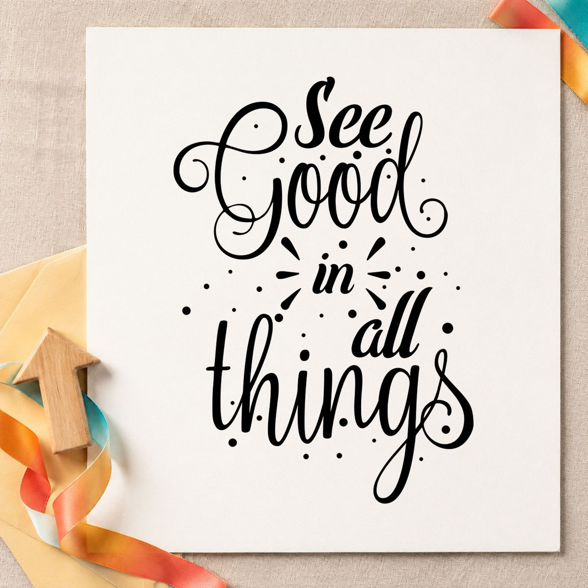 See Good In All Things Script Lettering Craft Stamp – Self-Inking in use 10
