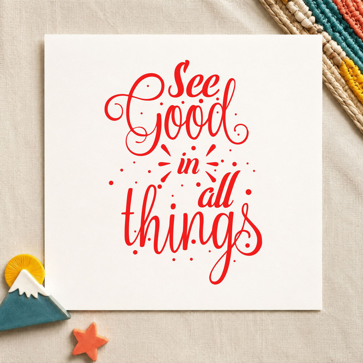 See Good In All Things Script Lettering Rubber Stamp – Wood Handle in use 7