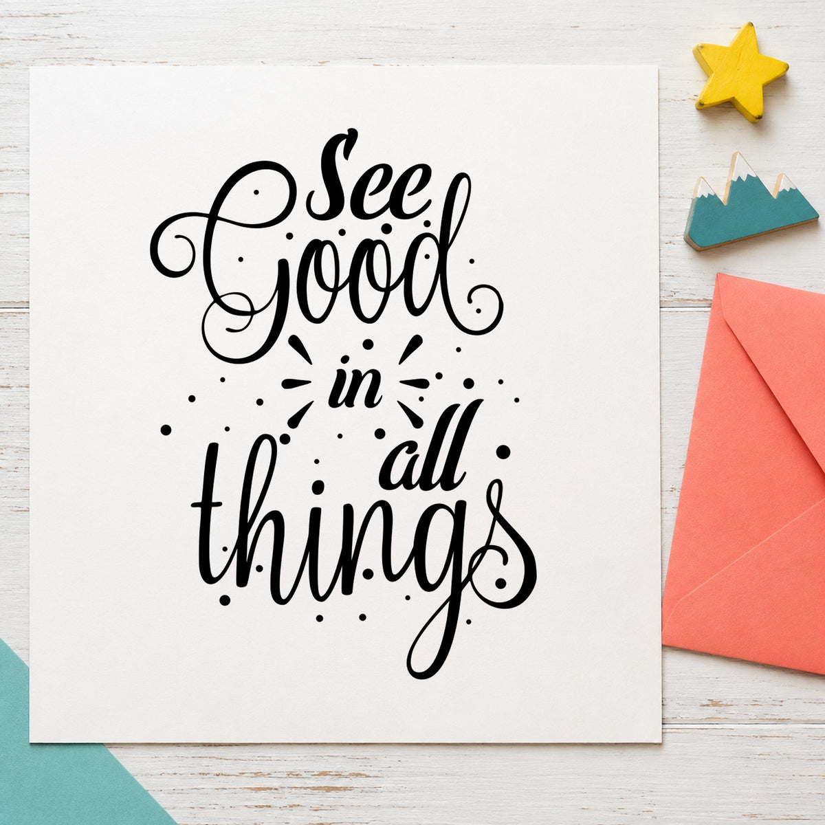 See Good In All Things Script Lettering Rubber Stamp – Wood Handle in use 9