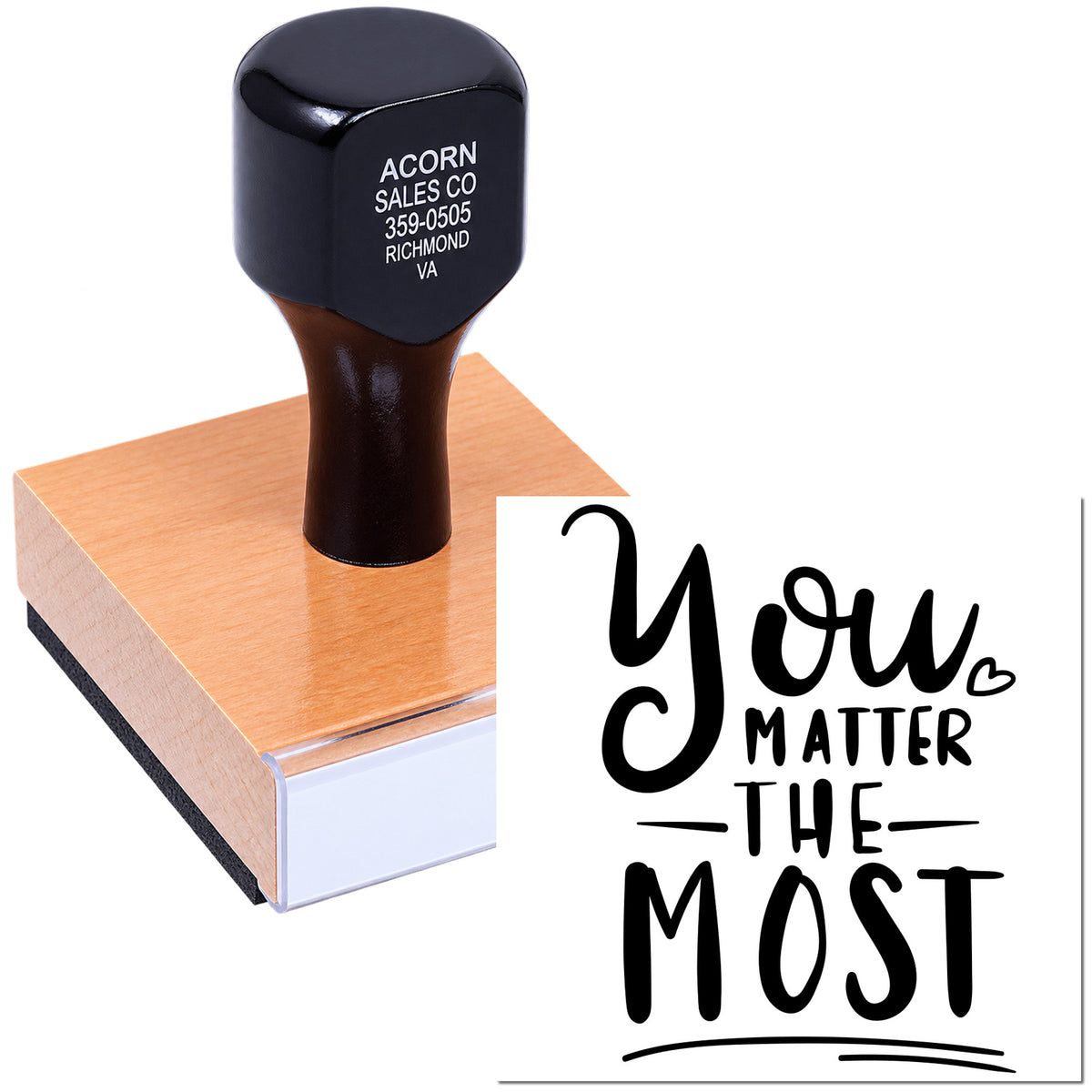 Personalized rubber stamp with You Matter The Most message for handmade cards, teacher gifts, and motivational stationery.