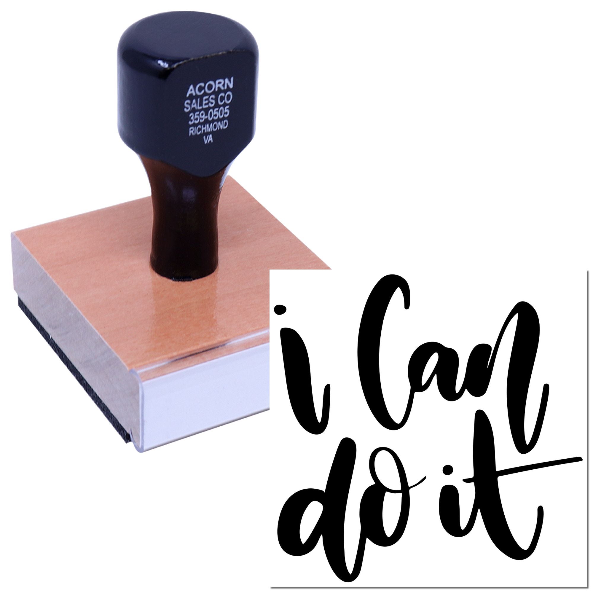 Custom rubber stamp with i Can do it motivational design for crafts, planners, and small business branding.