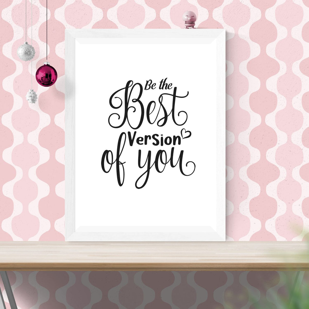 Inspirational rubber stamp design with Be the Best Version of You script for cards, planners, and DIY crafts.
