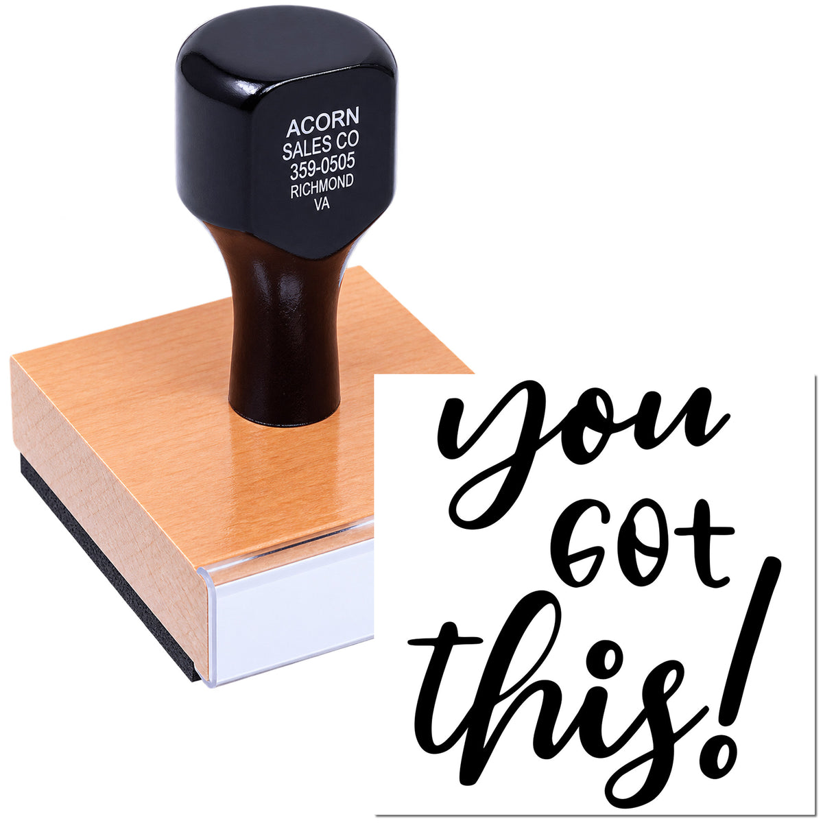 Motivational rubber stamp with You Got This! design for crafts, planners, and encouraging notes.